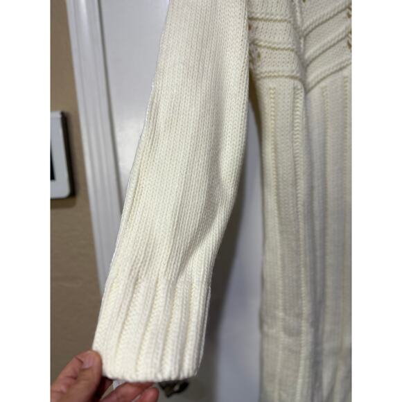 For Love & Lemons Jules Sweater Dress Cream Plus Size 1X NWT Ribbed Knit Fitted - Picture 7 of 16